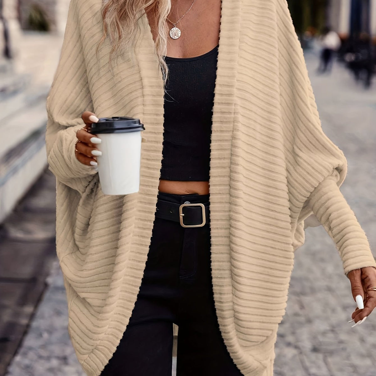 Women's Long Open-Front Cardigan - Relaxed Fit