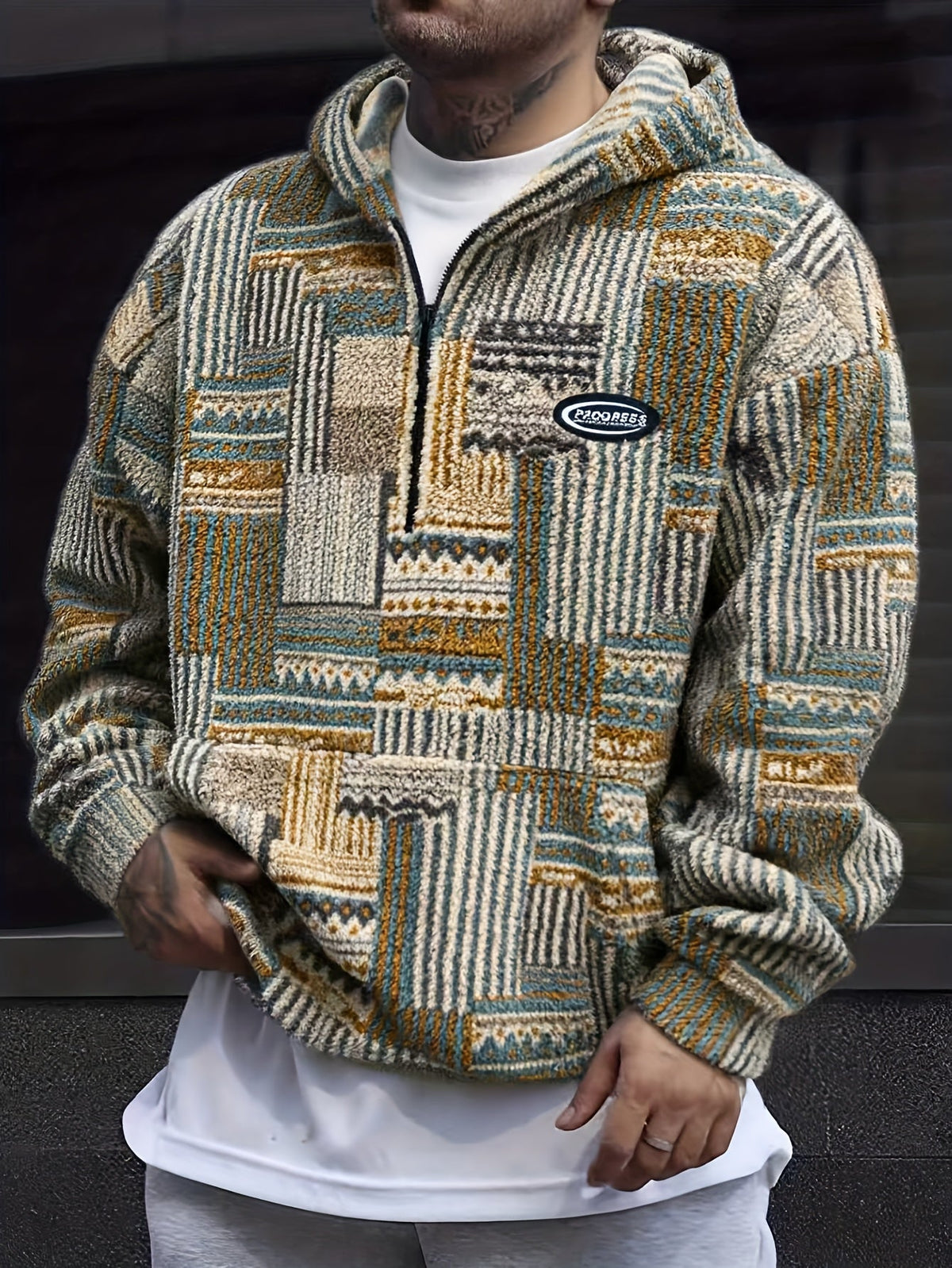 Men's Patterned Quarter-Zip Jumper