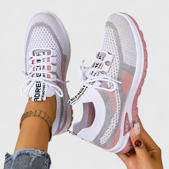 Women's Lace-Up Trainers - Colour-Panel Everyday Shoes