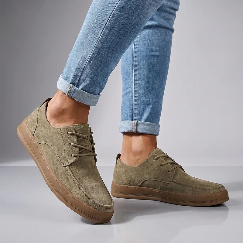 Men's Low-Top Trainers- Suede-Look Upper and Gum-Tone Sole
