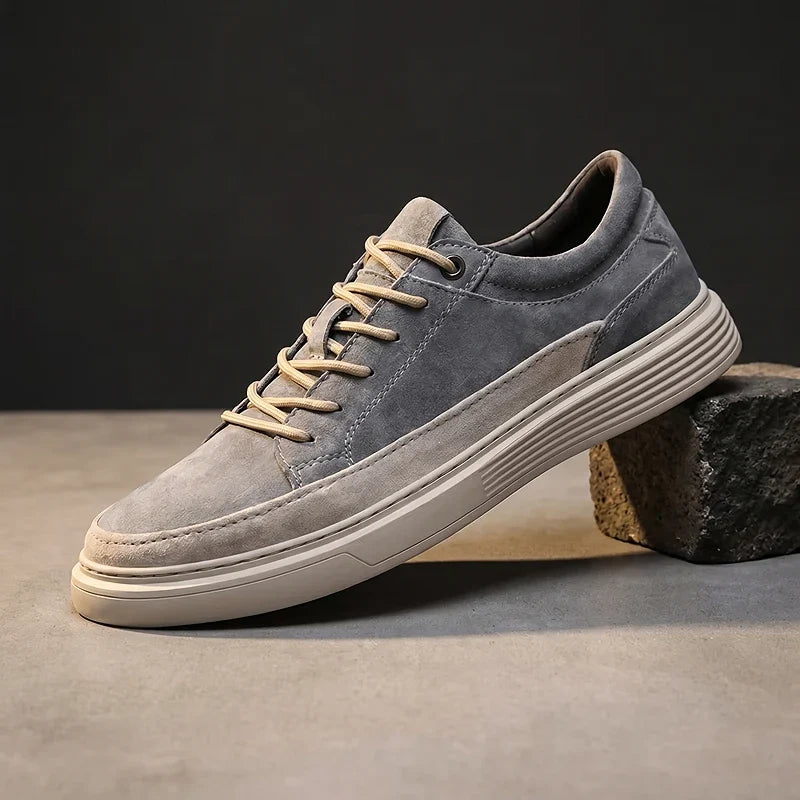 Men's Lace-Up Trainers- Suede-Look Panelled Upper