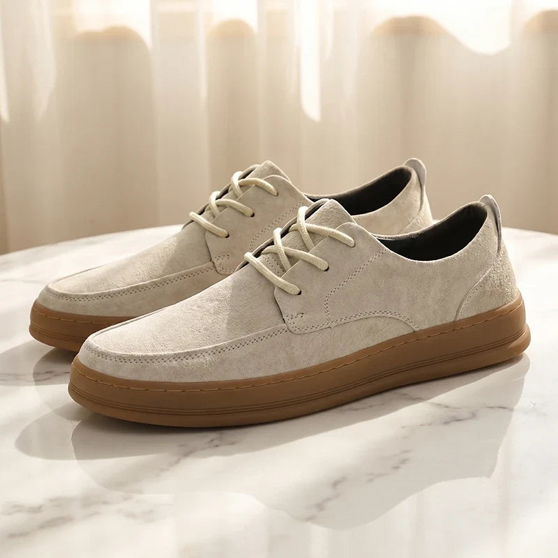 Men's Low-Top Trainers- Suede-Look Upper and Gum-Tone Sole