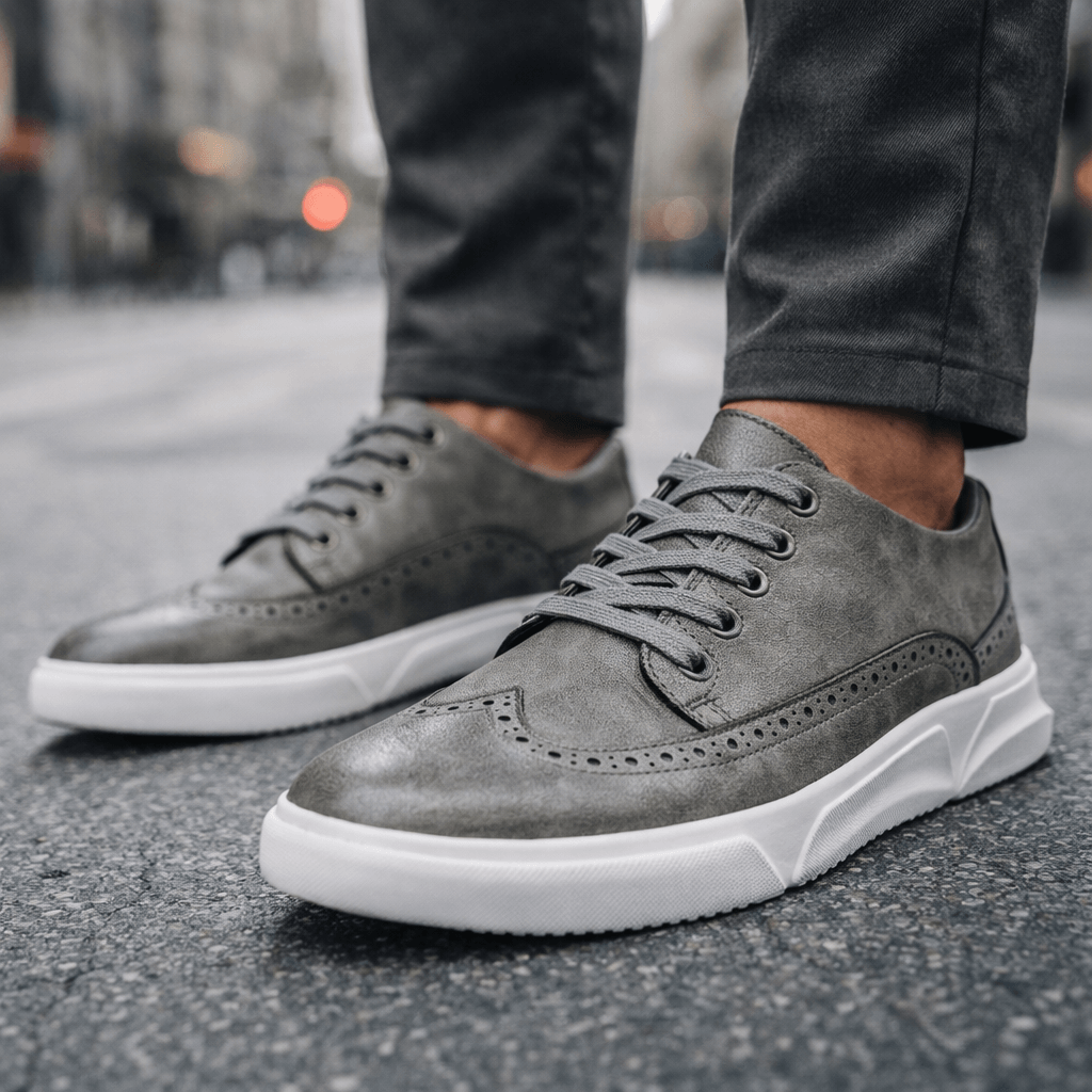 Men's Brogue Trainers- Contrast-Sole Wingtip Shoes