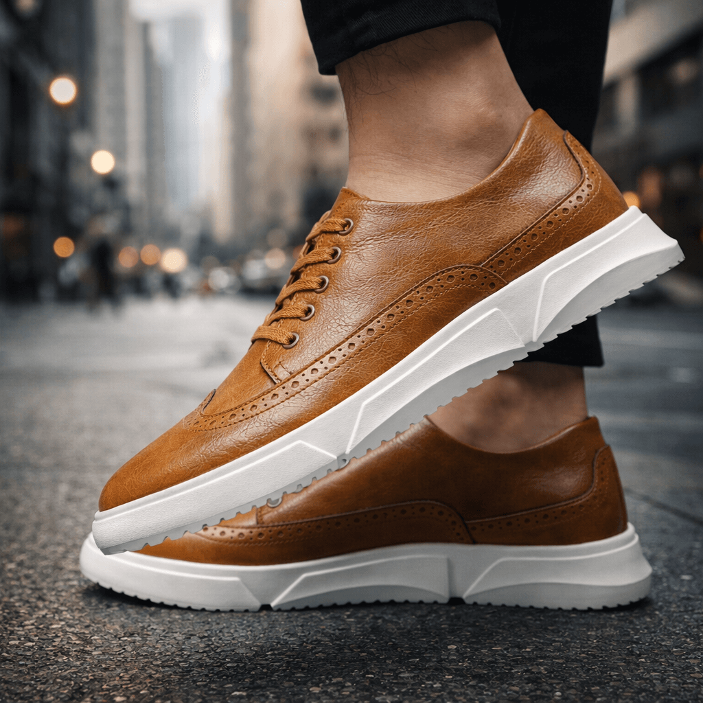 Men's Brogue Trainers- Contrast-Sole Wingtip Shoes