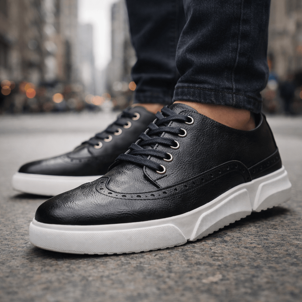 Men's Brogue Trainers- Contrast-Sole Wingtip Shoes