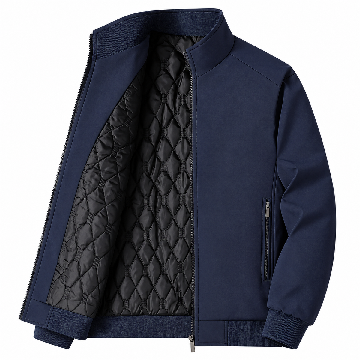 Men's Rain Jacket- Hooded Zip Front and Drawcord