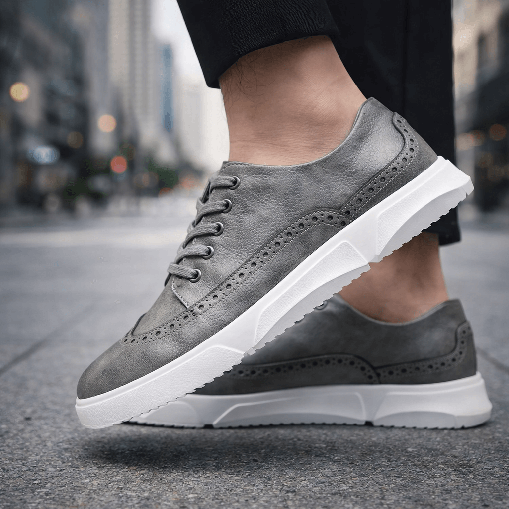 Men's Brogue Trainers- Contrast-Sole Wingtip Shoes
