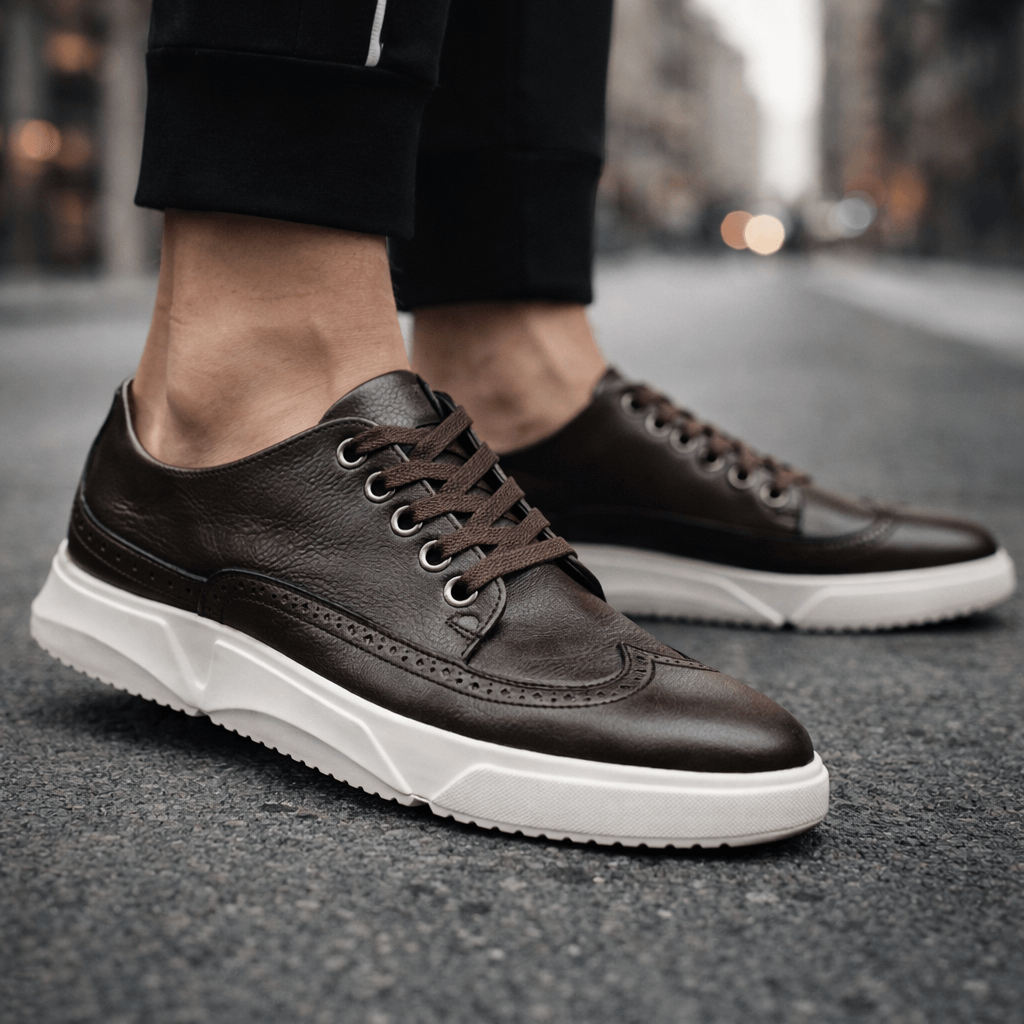 Men's Brogue Trainers- Contrast-Sole Wingtip Shoes