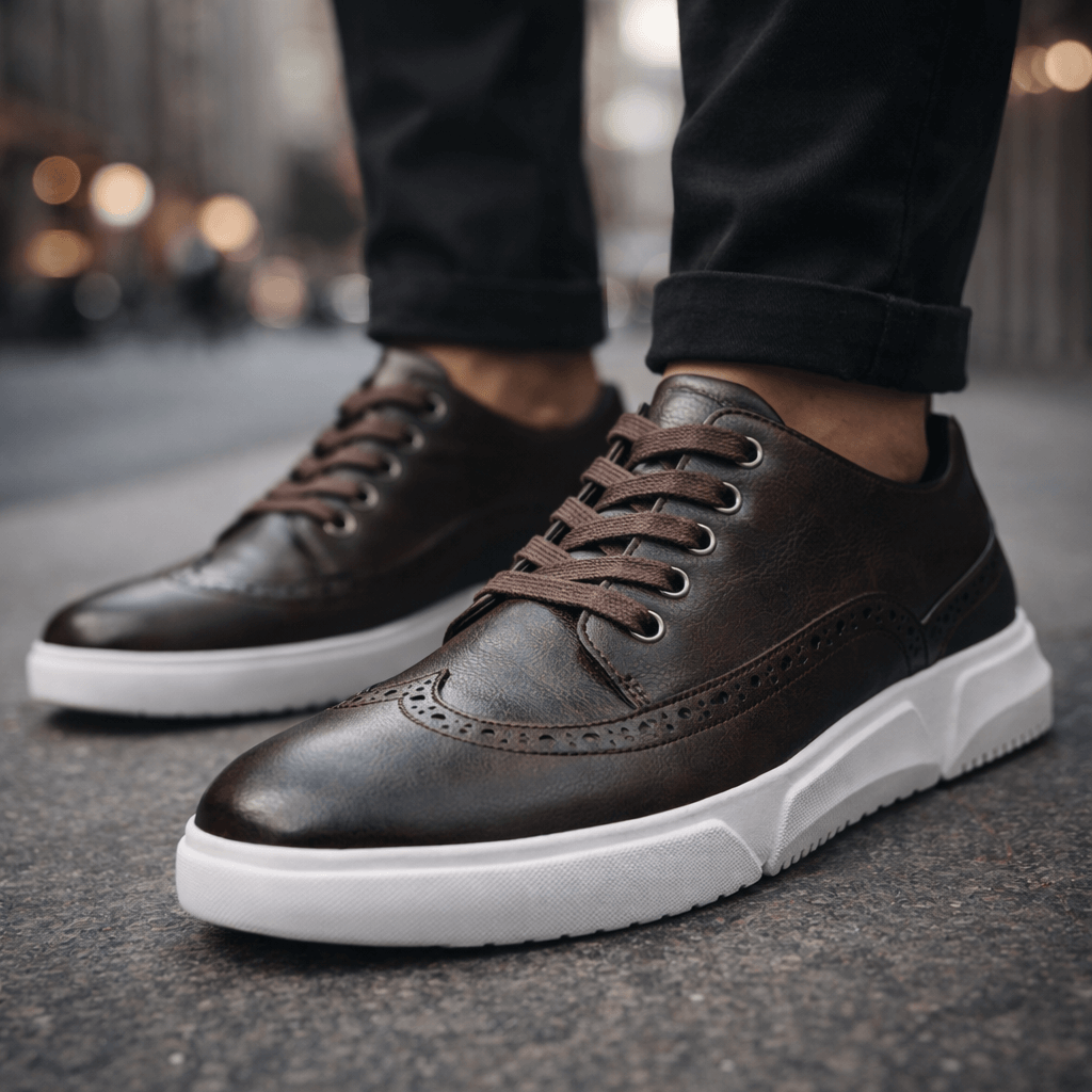 Men's Brogue Trainers- Contrast-Sole Wingtip Shoes