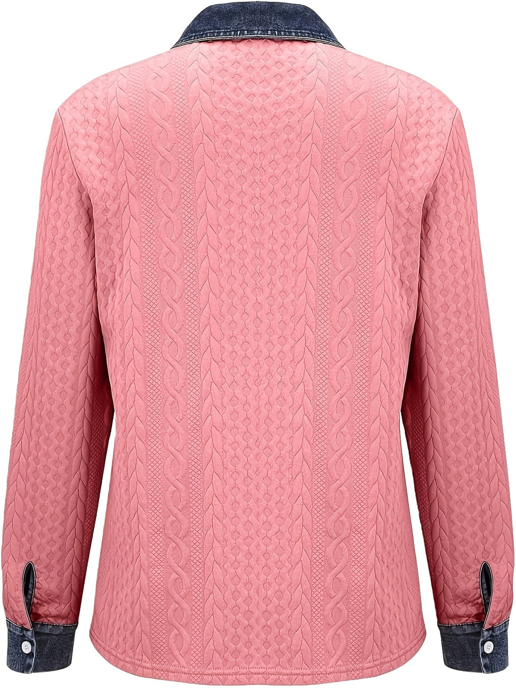 Women's Cable-Knit Cardigan - Contrast Collar Button-Front Knitwear