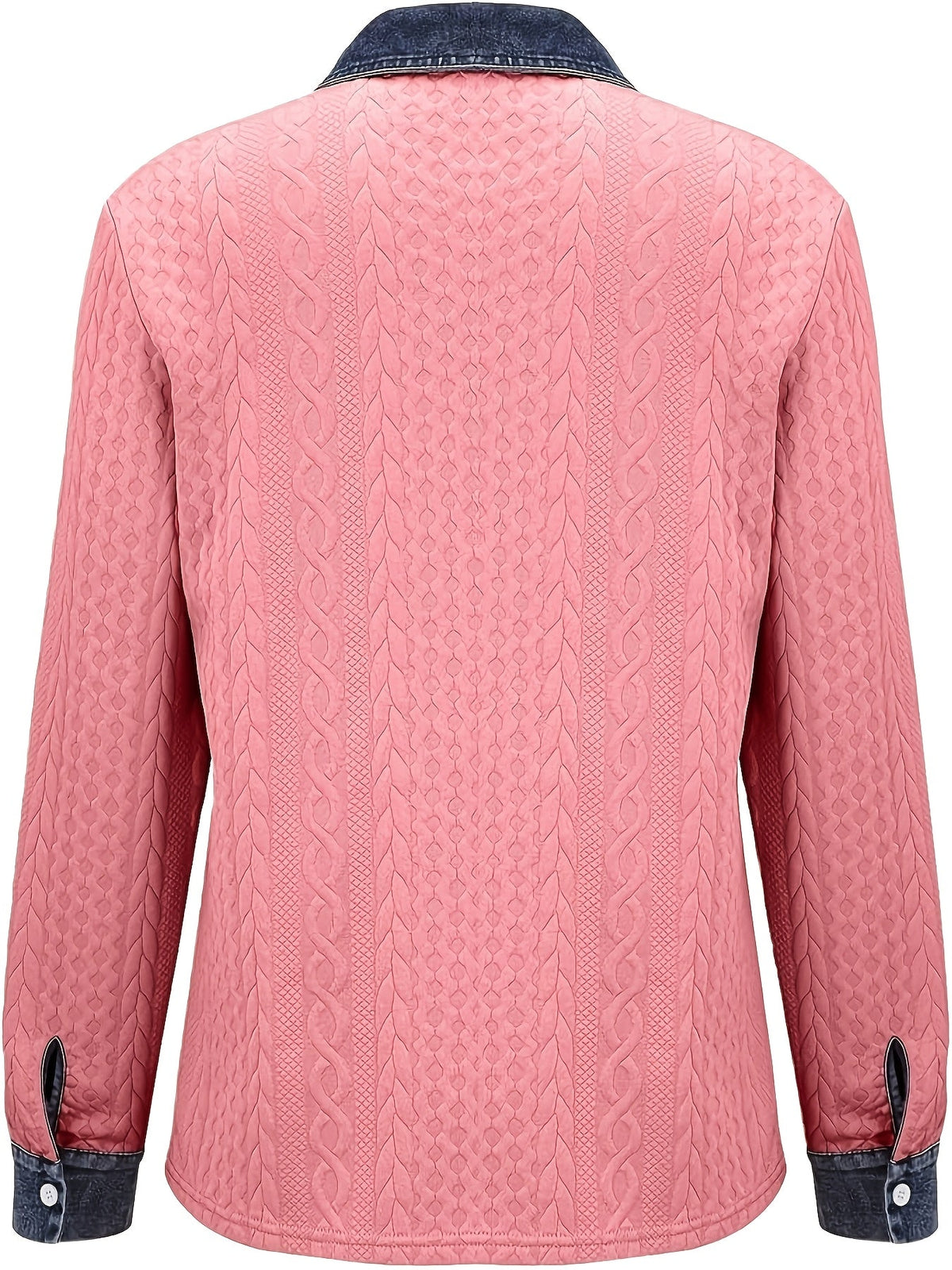 Women's Cable-Knit Cardigan - Contrast Collar Button-Front Knitwear