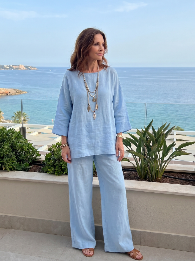 Women's Oversized Tunic and Wide-Leg Trouser Set