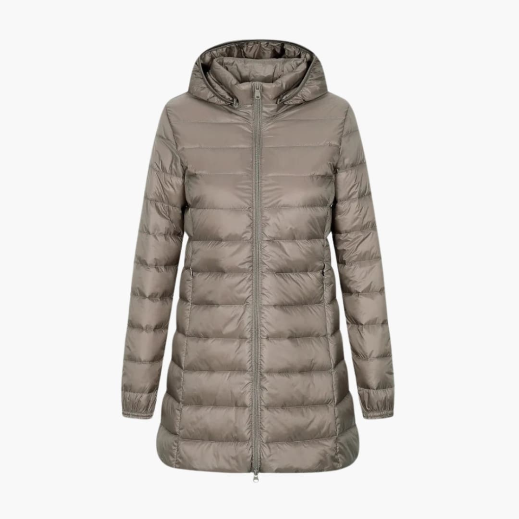 Women's Longline Hooded Puffer Jacket with Quilted Finish