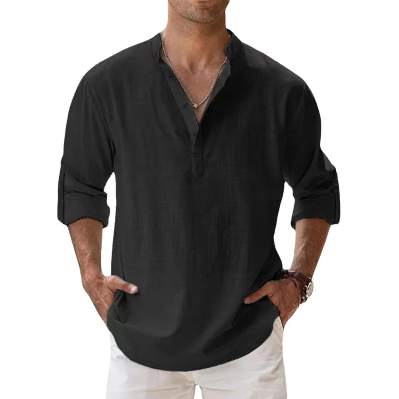 Lucien | Relaxed Linen Henley Shirt