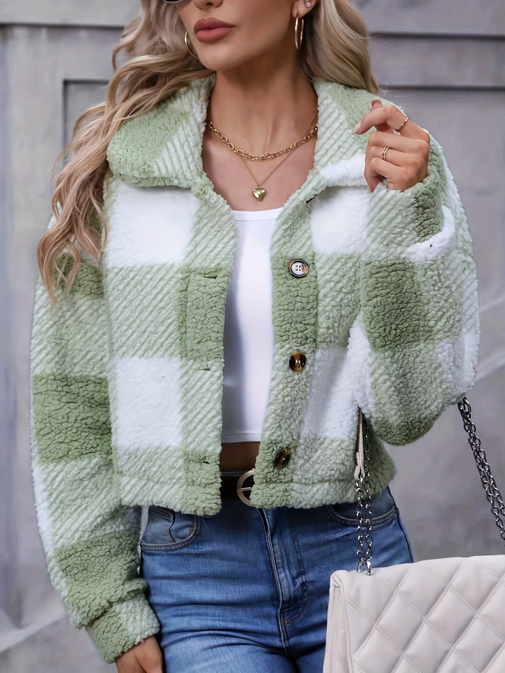 Women's Cropped Check Jacket