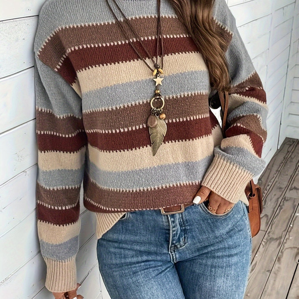 Women's Striped Jumper - Round Neck Knitwear