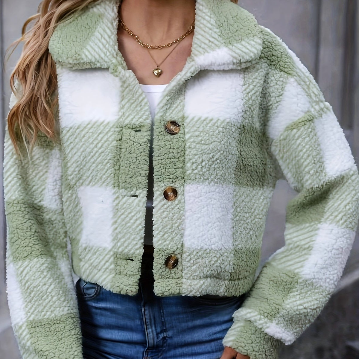 Women's Cropped Check Jacket