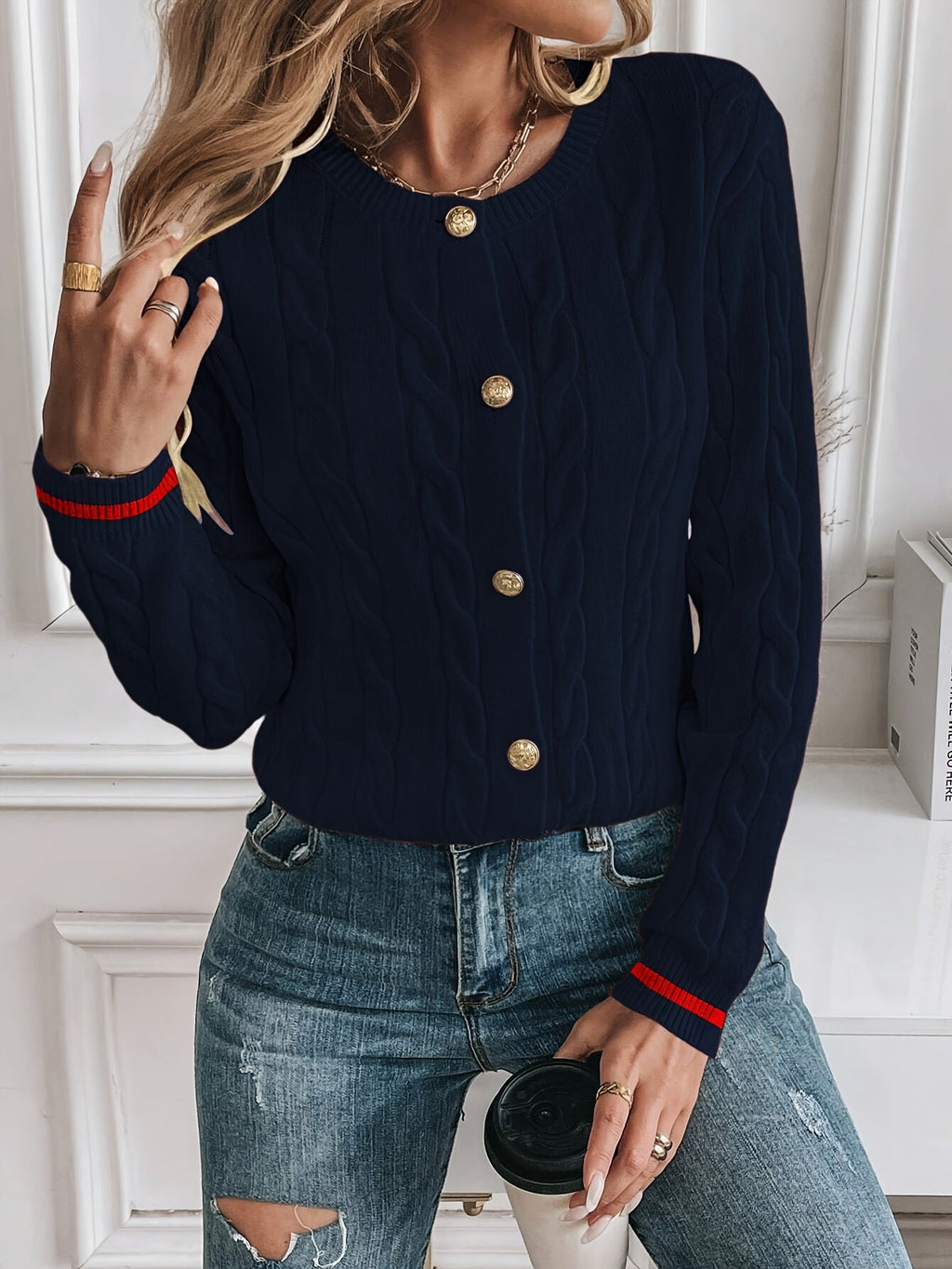 Women's Cable-Knit Cardigan - Button Front