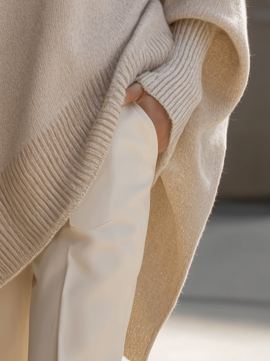 Women's Oversized Jumper - Wide-Neck Knit Top