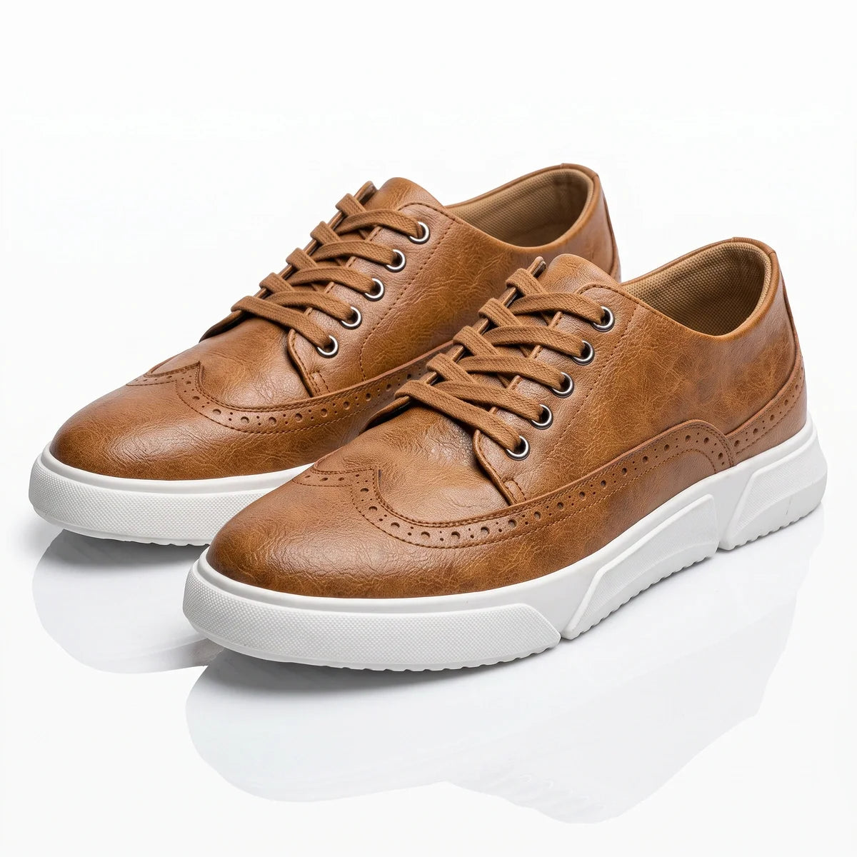 Men's Brogue Trainers- Contrast-Sole Wingtip Shoes