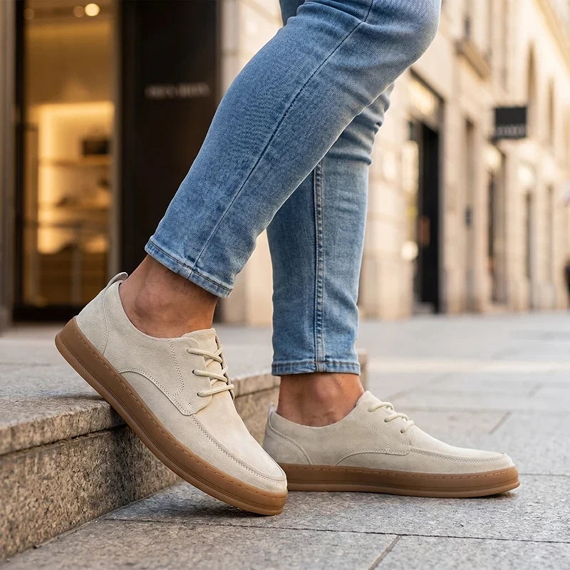 Men's Low-Top Trainers- Suede-Look Upper and Gum-Tone Sole