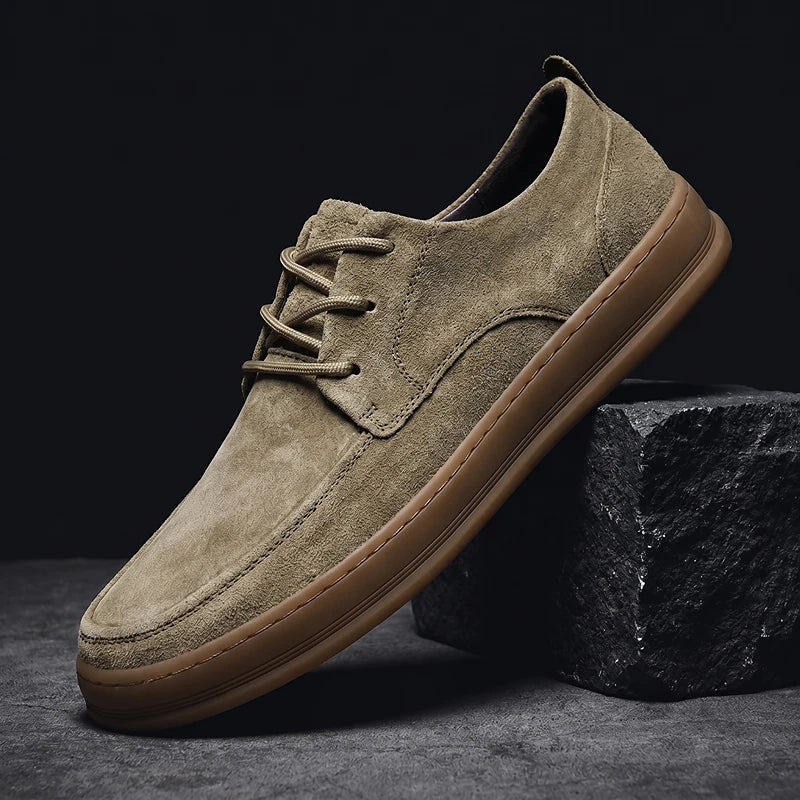 Men's Low-Top Trainers- Suede-Look Upper and Gum-Tone Sole