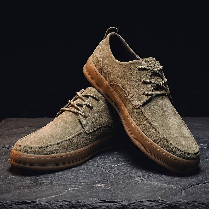Men's Low-Top Trainers- Suede-Look Upper and Gum-Tone Sole