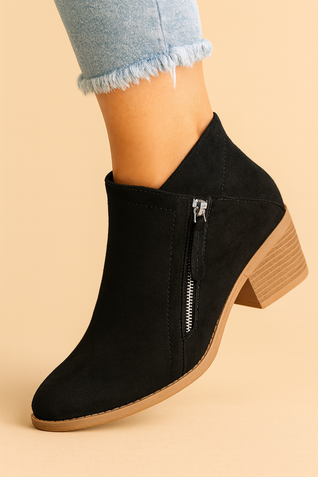 Women's Block-Heel Ankle Boots - Side-Zip Shoes