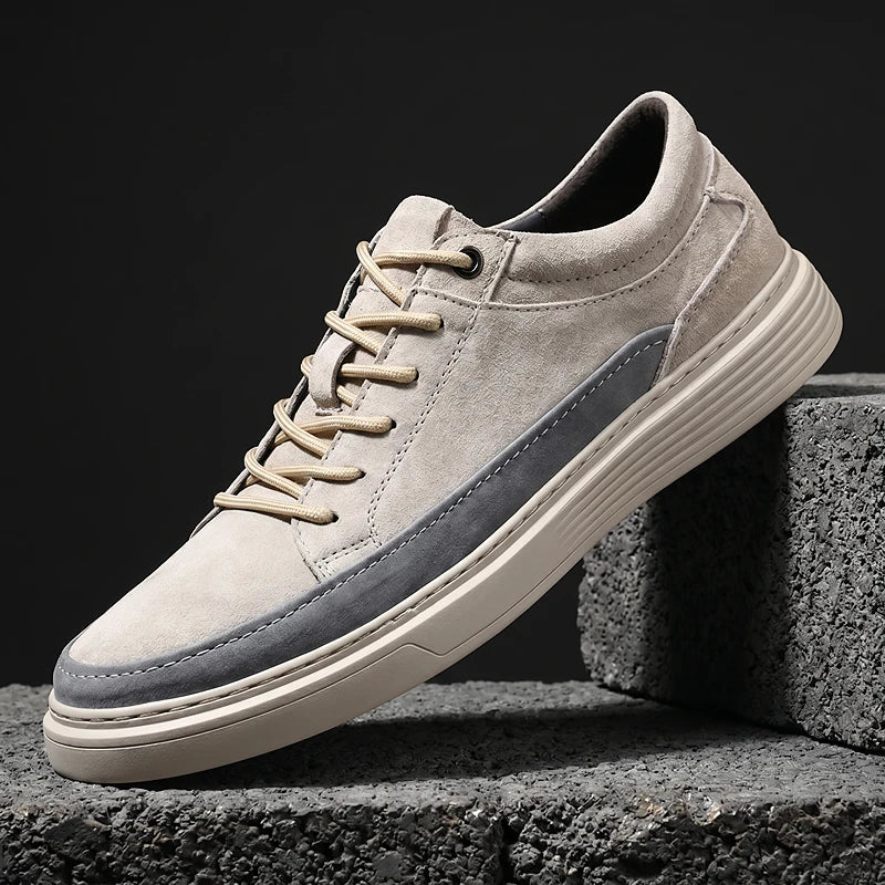 Men's Lace-Up Trainers- Suede-Look Panelled Upper
