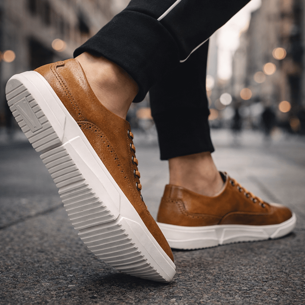 Men's Brogue Trainers- Contrast-Sole Wingtip Shoes