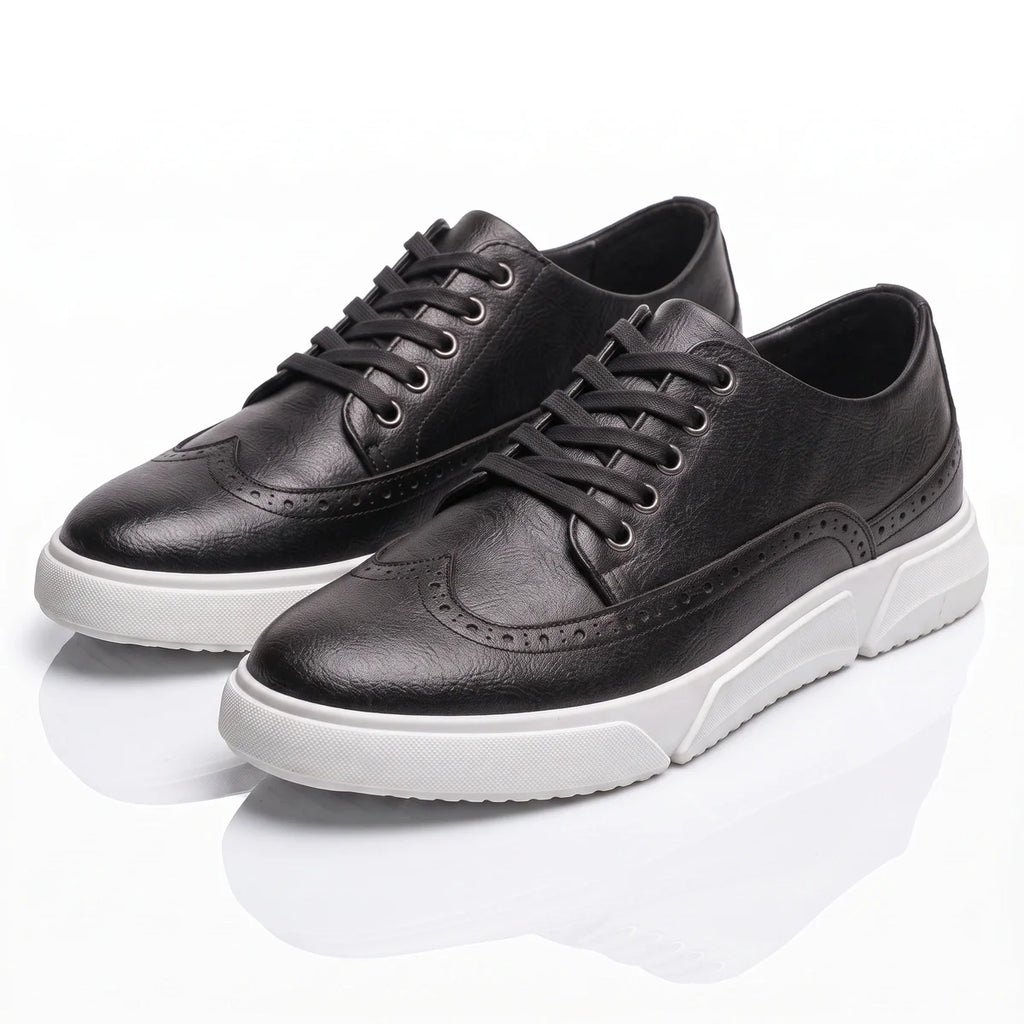 Men's Brogue Trainers- Contrast-Sole Wingtip Shoes