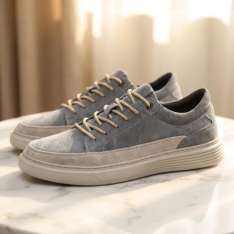Men's Lace-Up Trainers- Suede-Look Panelled Upper