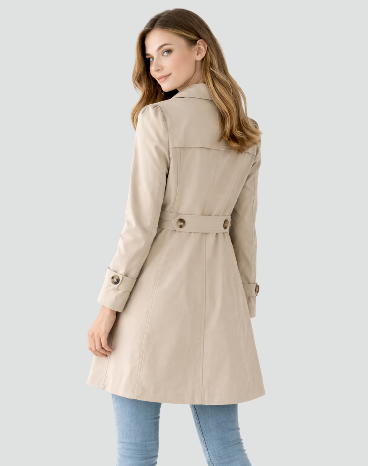 Women's Slim-Fit Trench Coat - Lapel Mid-Season Jacket