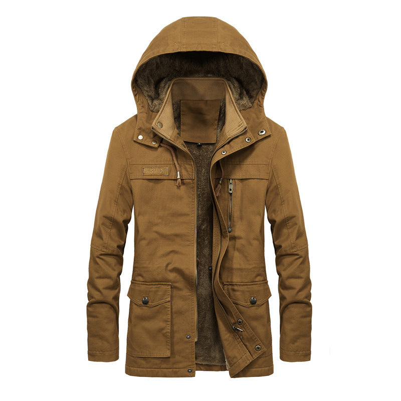 Men's Zip-Front Jacket- Button Placket and Stand Collar
