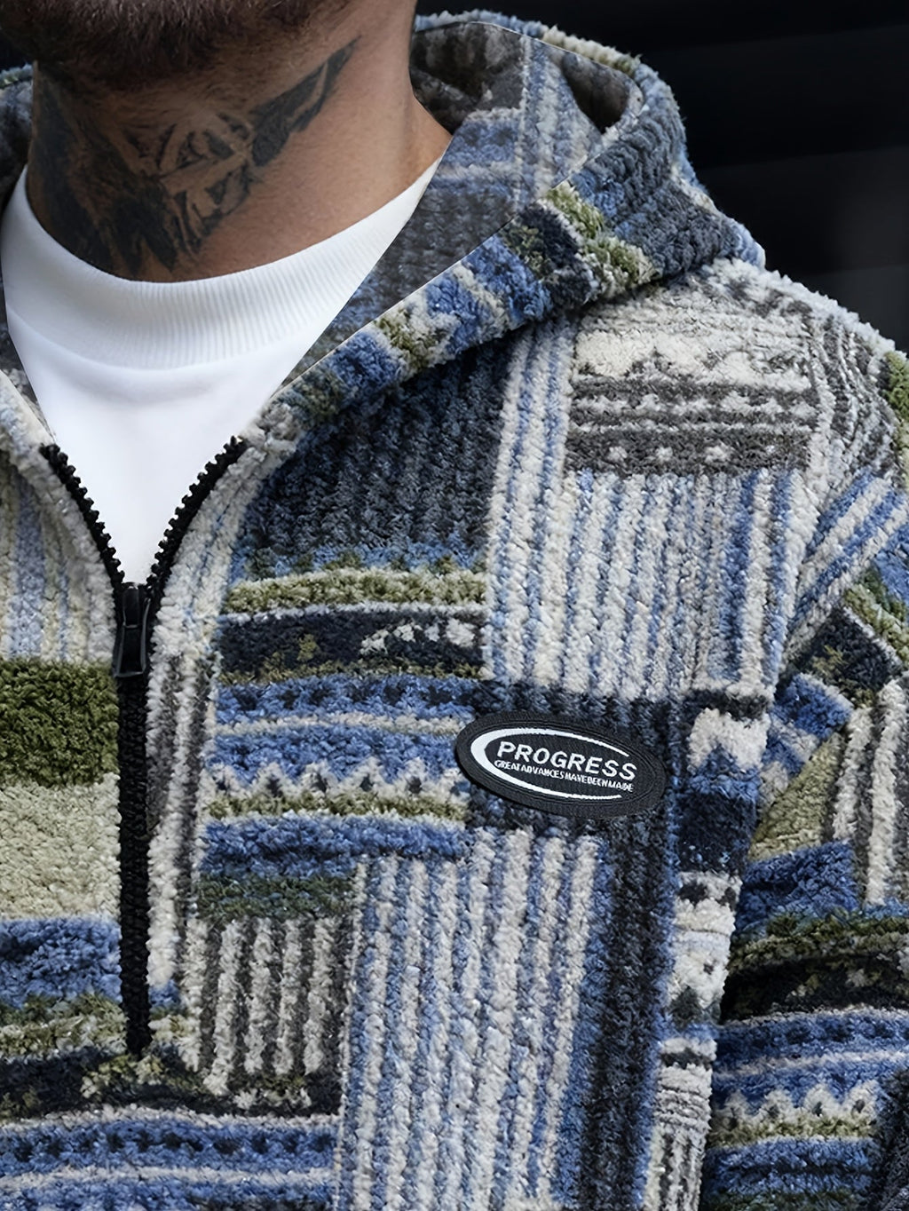 Men's Patterned Quarter-Zip Jumper
