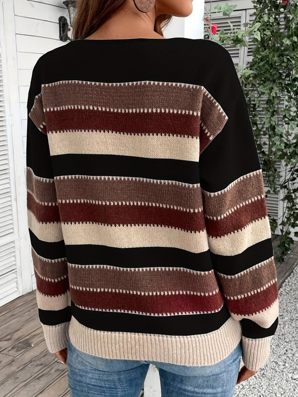 Women's Striped Jumper - Round Neck Knitwear