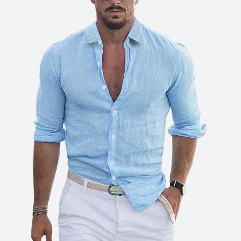 Arvin | Open-Collar Linen Shirt