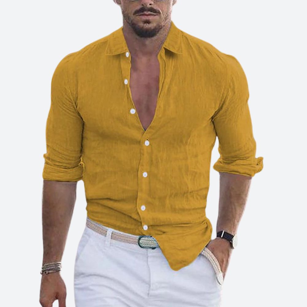 Arvin | Open-Collar Linen Shirt