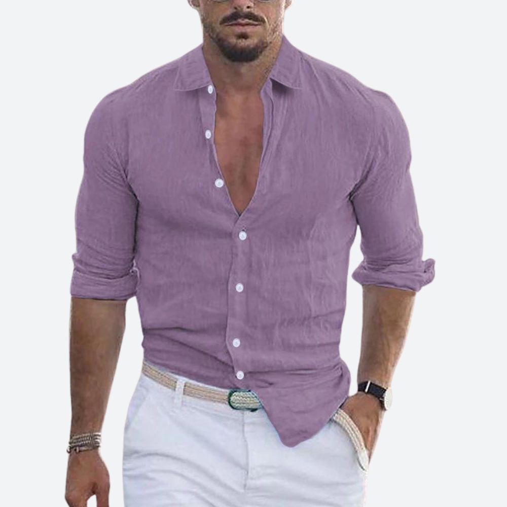 Arvin | Open-Collar Linen Shirt