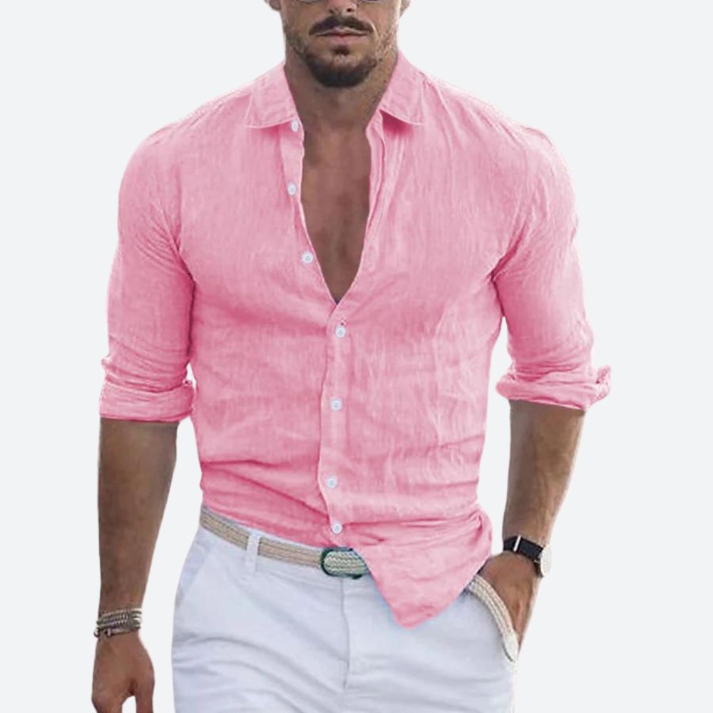 Arvin | Open-Collar Linen Shirt