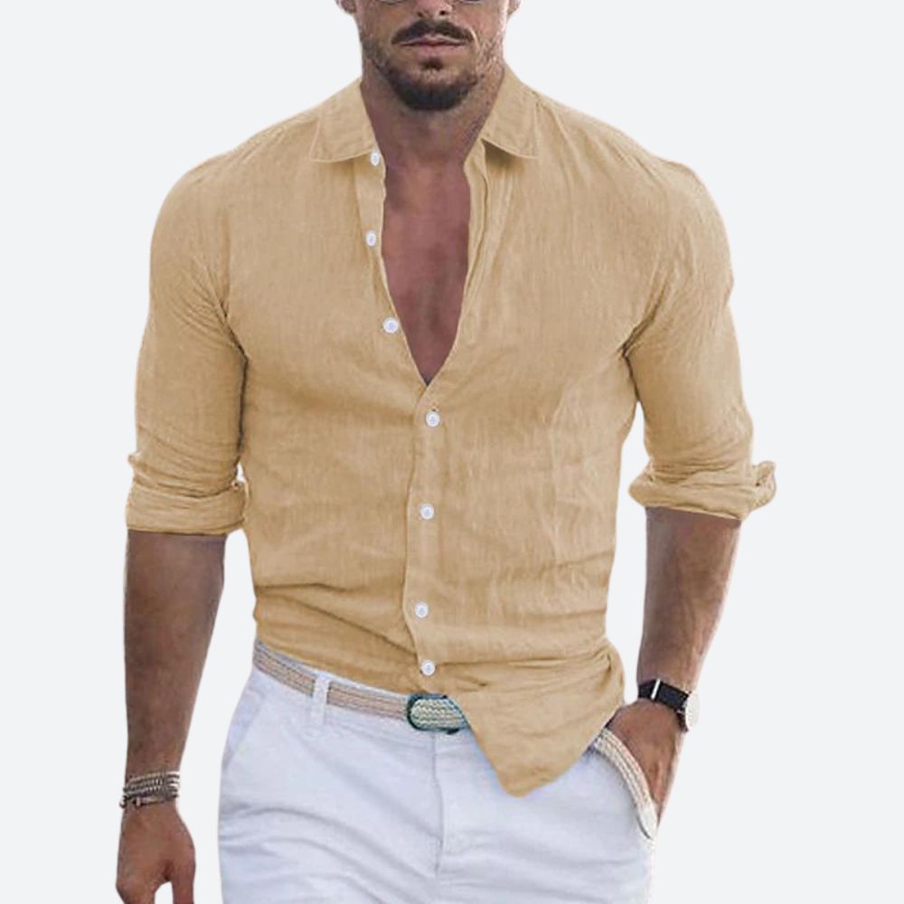 Arvin | Open-Collar Linen Shirt