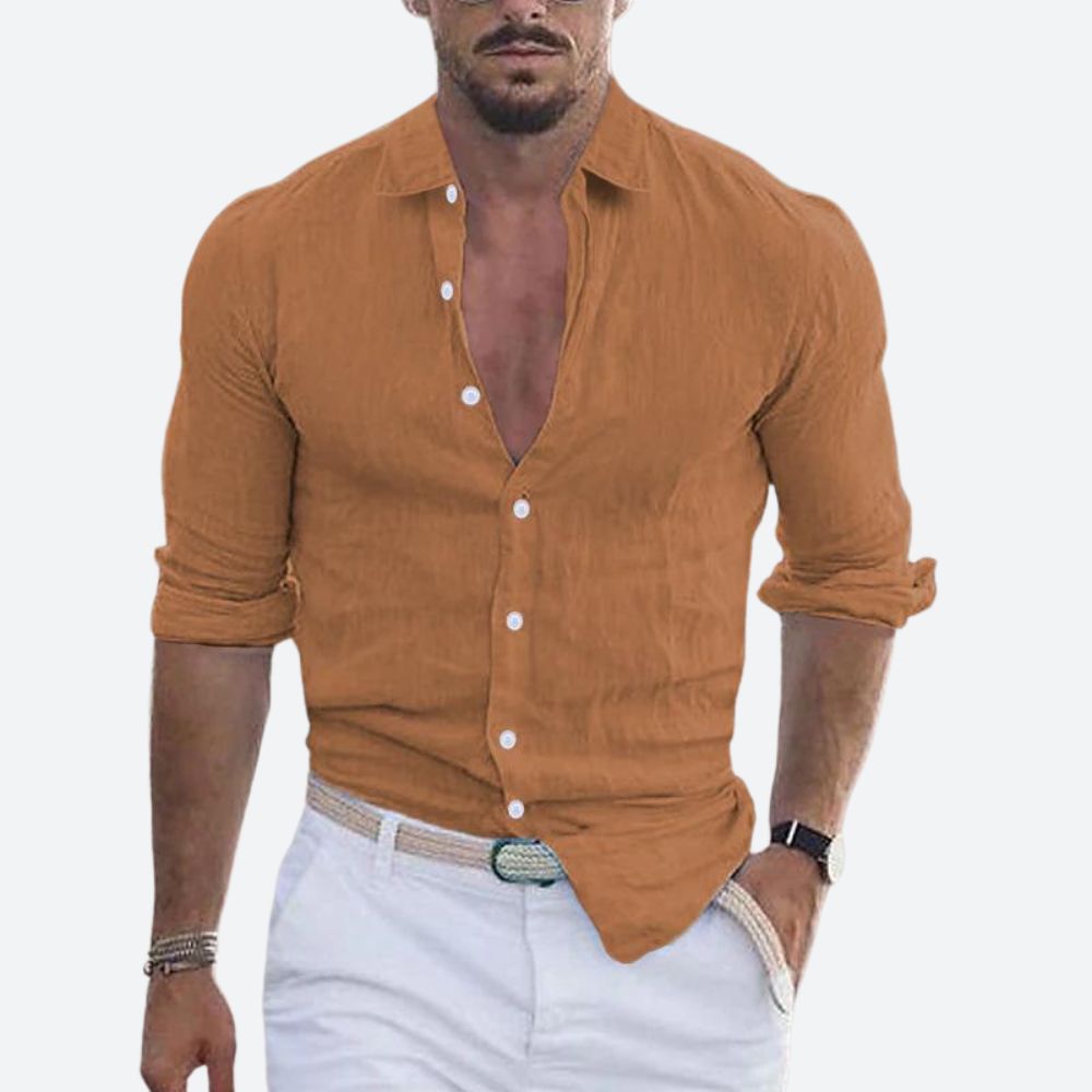 Arvin | Open-Collar Linen Shirt