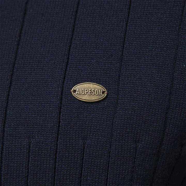 Men's Quarter-Zip Jumper - Ribbed Knit Pullover