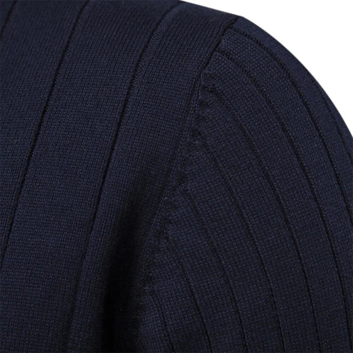 Men's Quarter-Zip Jumper - Ribbed Knit Pullover
