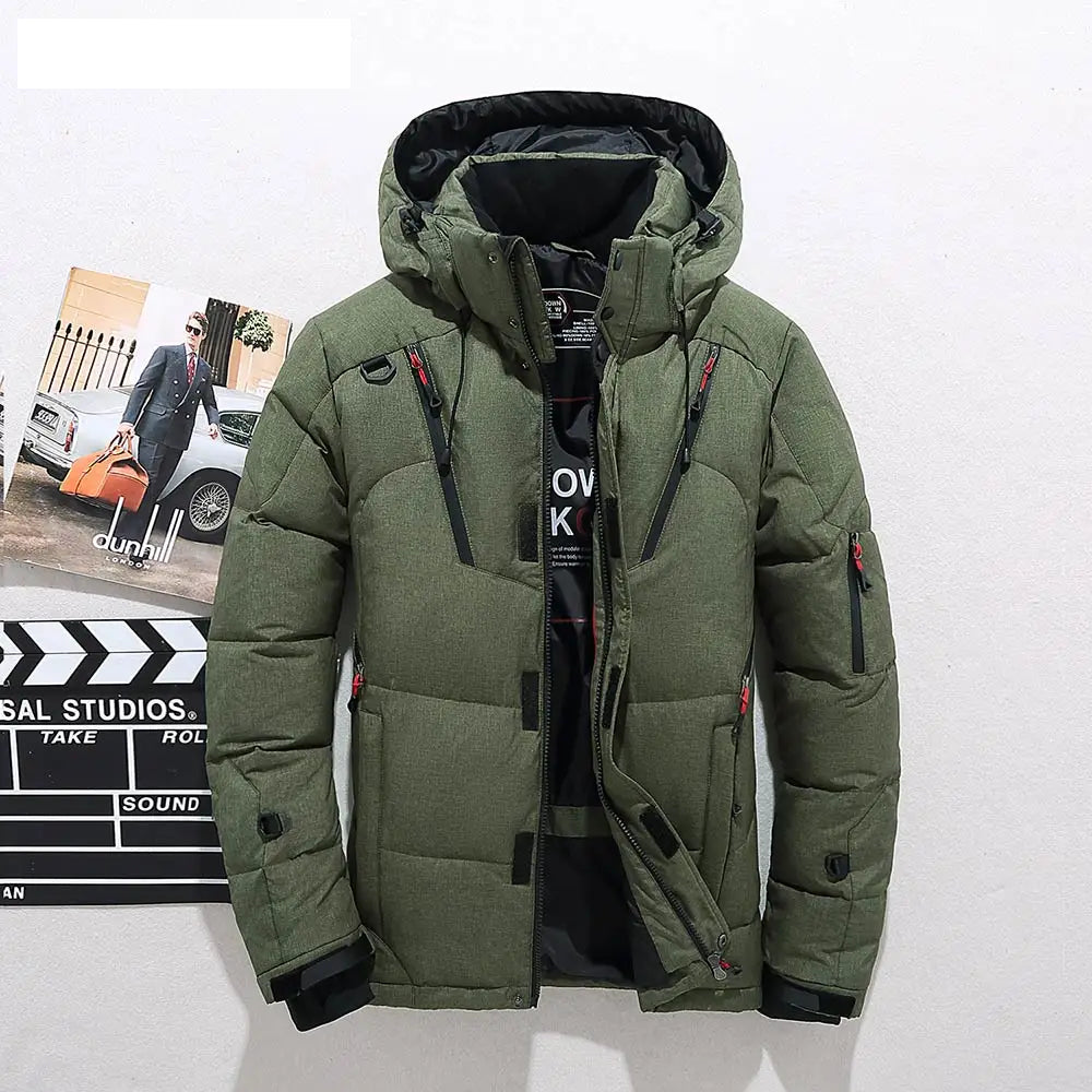 Men's Quilted Puffer Jacket - Stand-Collar Outerwear