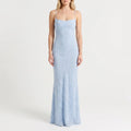 Azuralia - Fitted Floral Lace Maxi Dress