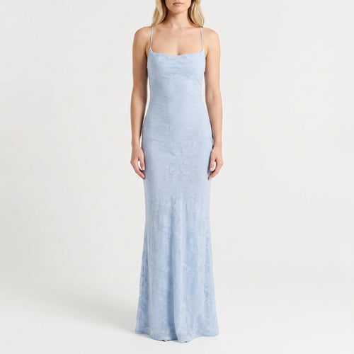 Azuralia - Fitted Floral Lace Maxi Dress