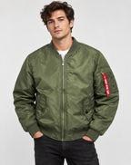 Men's Quilted Bomber Jacket - Zip-Front Winter Coat
