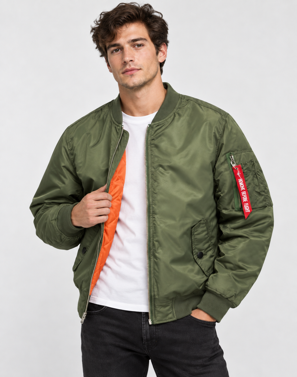 Men's Quilted Bomber Jacket - Zip-Front Winter Coat