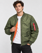 Men's Quilted Bomber Jacket - Zip-Front Winter Coat